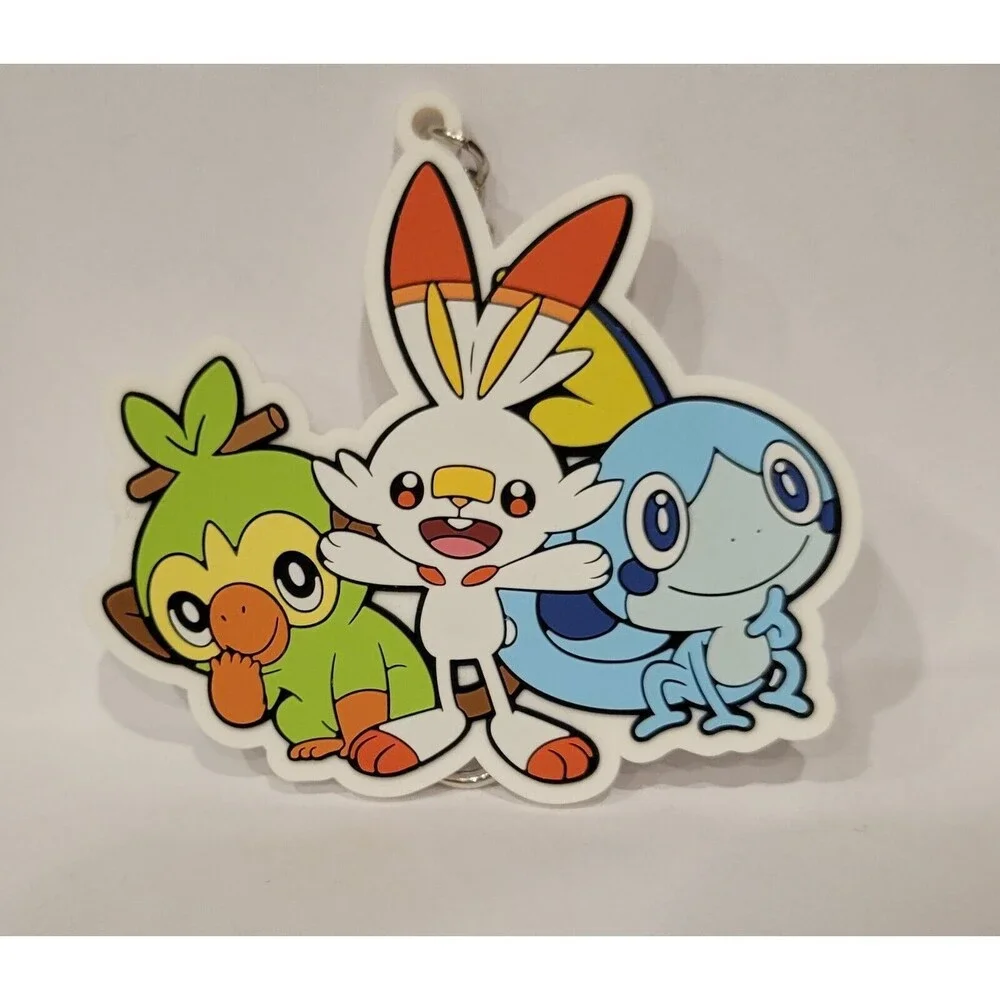Pokemon Galarian Starter Trio Keychain Bag Dangler Grookey, Scorbunny, Sobble
